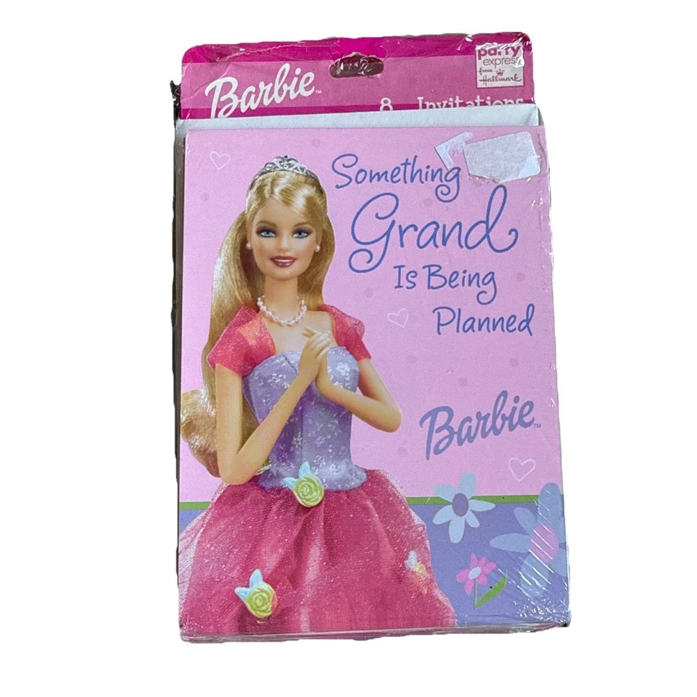 Vintage 2003 Barbie Party Express Invitations – New Old Stock – Sealed Pack of 8
